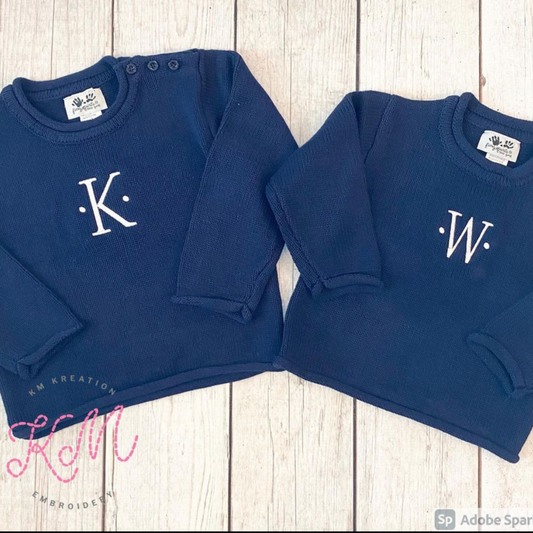 6M Navy Roll Neck Sweater