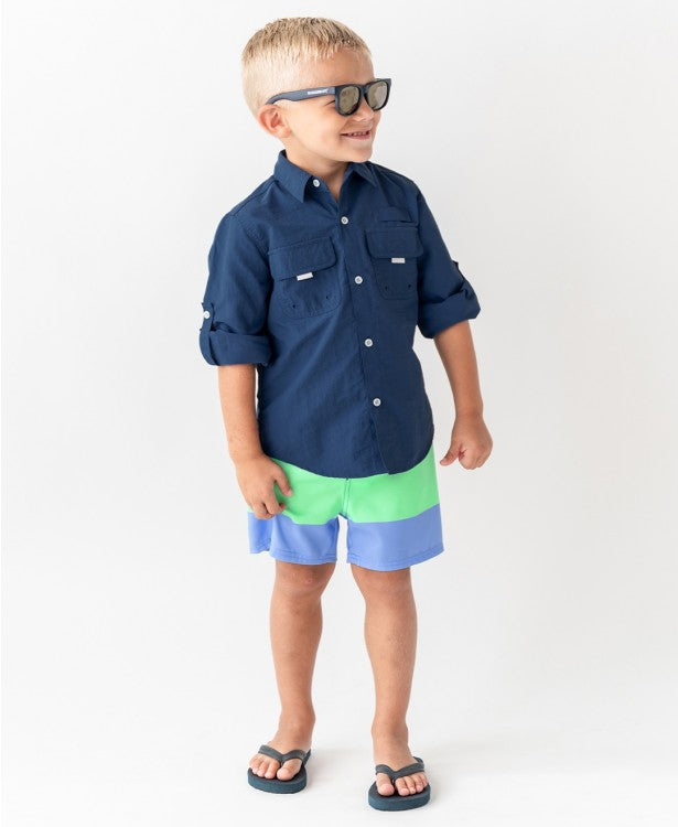 7 Navy Sun Protective Button Down Shirt