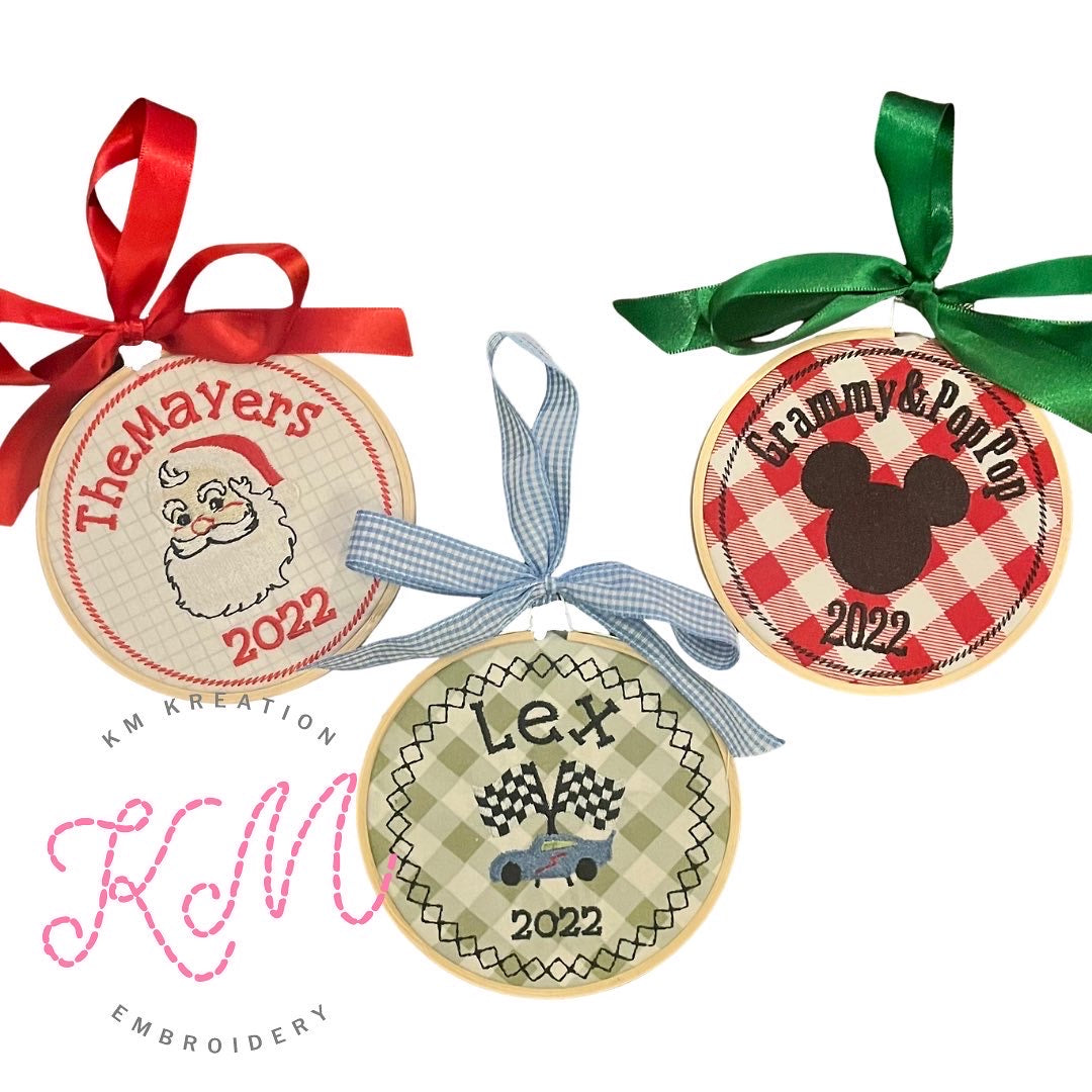 Custom Embroidered Christmas Ornament PREORDER