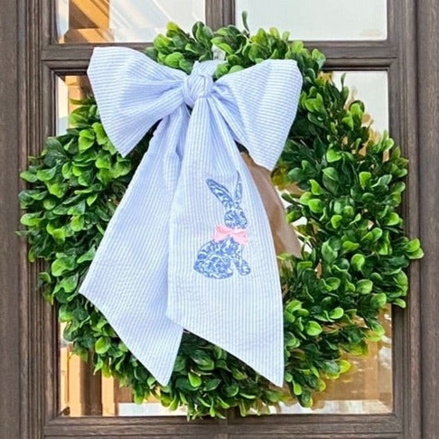 Seersucker and Gingham Wreath Sash or Easter Basket Bow