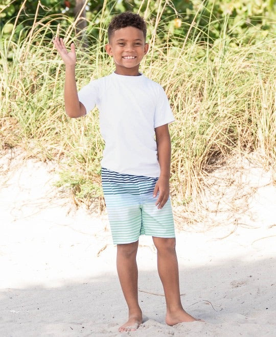 6 & 7 Coastal Stripe Swim Trunks