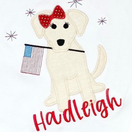 Patriotic Pup Applique (Girl or Boy Options) *Design Only*