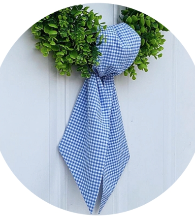 Seersucker and Gingham Wreath Sash or Easter Basket Bow