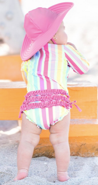 0-3M Rainbow Dream Stripe One Piece Rash Guard (2022 Style)