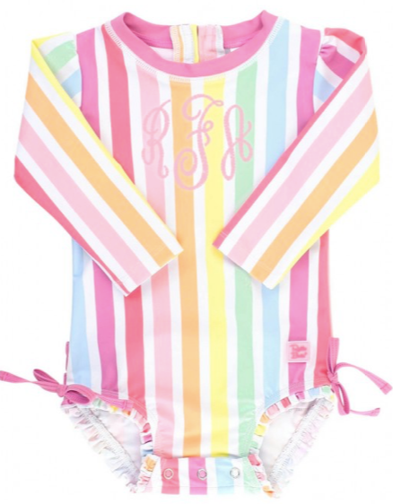 0-3M Rainbow Dream Stripe One Piece Rash Guard (2022 Style)