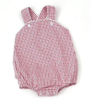 2T Red Windowpane Unisex Sunsuit