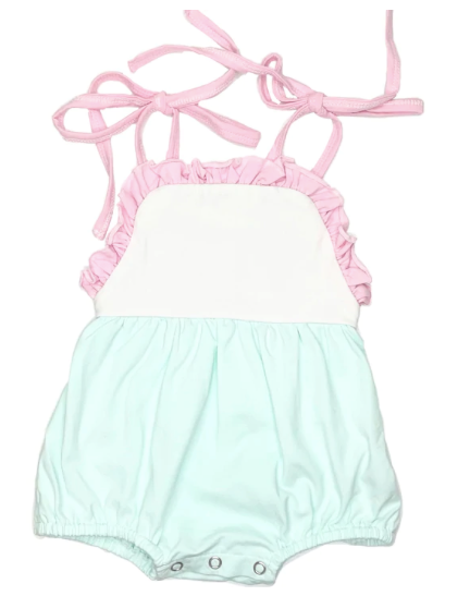 Mint and Light Pink Tie Ruffle Bubble