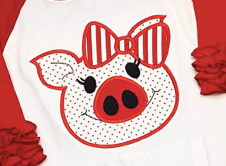 Bow Piglet Appliqué**DESIGN ONLY**