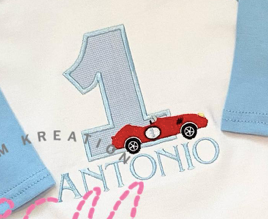 Antique Race Car Birthday Appliqué **DESIGN ONLY**
