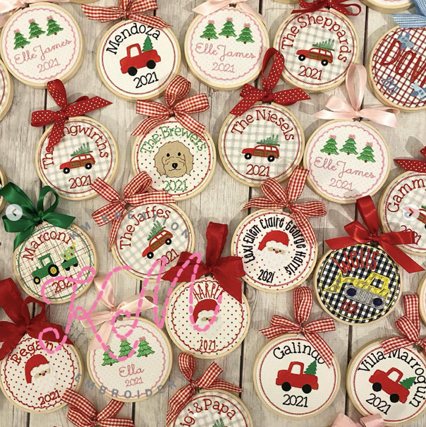 Custom Embroidered Christmas Ornament PREORDER