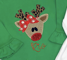 Sparkle Nose Reindeer Appliqué*Design Only*