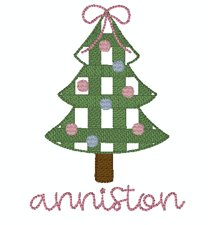 Gingham Bow Christmas Tree Sketch *Design Only*