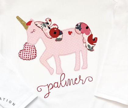 Valentine Unicorn Applique *Design Only*