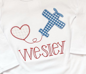 Airplane Heart Applique *Design Only*