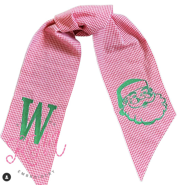 Vintage Santa Gingham Wreath Sash