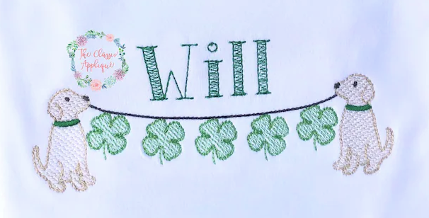 Puppies with Shamrock Garland Sketch *Design Only*