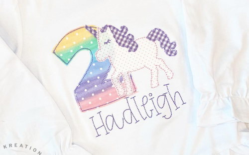 Unicorn Birthday Appliqué **DESIGN ONLY**