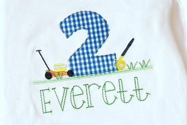 Yard Tools Birthday Appliqué **DESIGN ONLY**