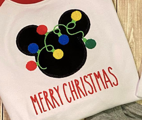 Christmas Light Mickey Applique *Design Only*