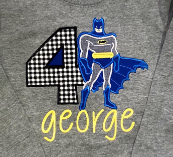 Batman Birthday Appliqué **DESIGN ONLY**