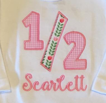 1/2 Birthday Appliqué **DESIGN ONLY**