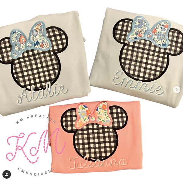 Minnie Floral and Gingham Applique *Design Only*