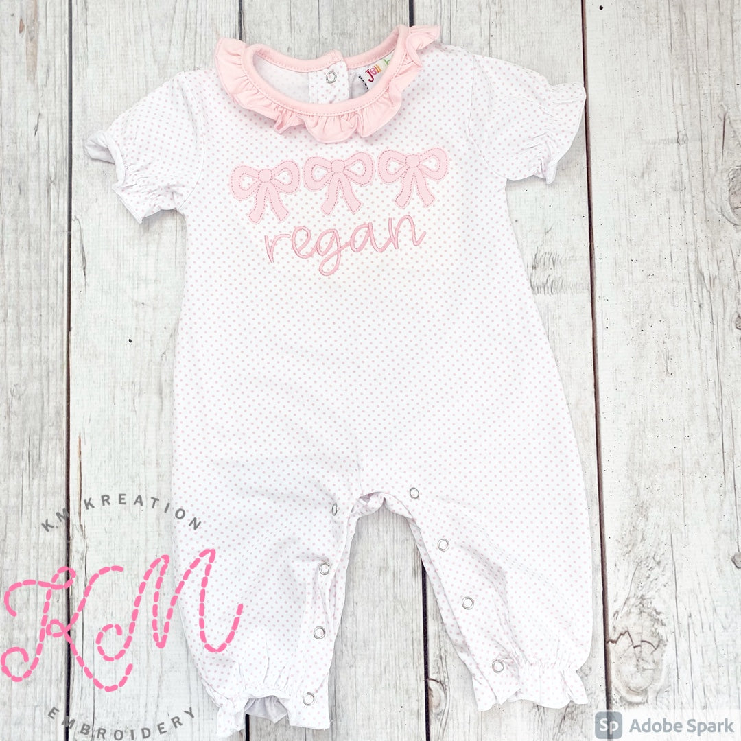 18M Pink Bitty Dot Ruffle Long Pant Romper