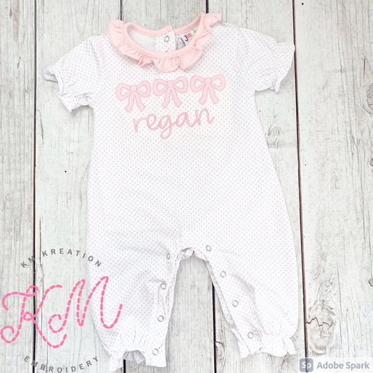 18M Pink Bitty Dot Ruffle Long Pant Romper