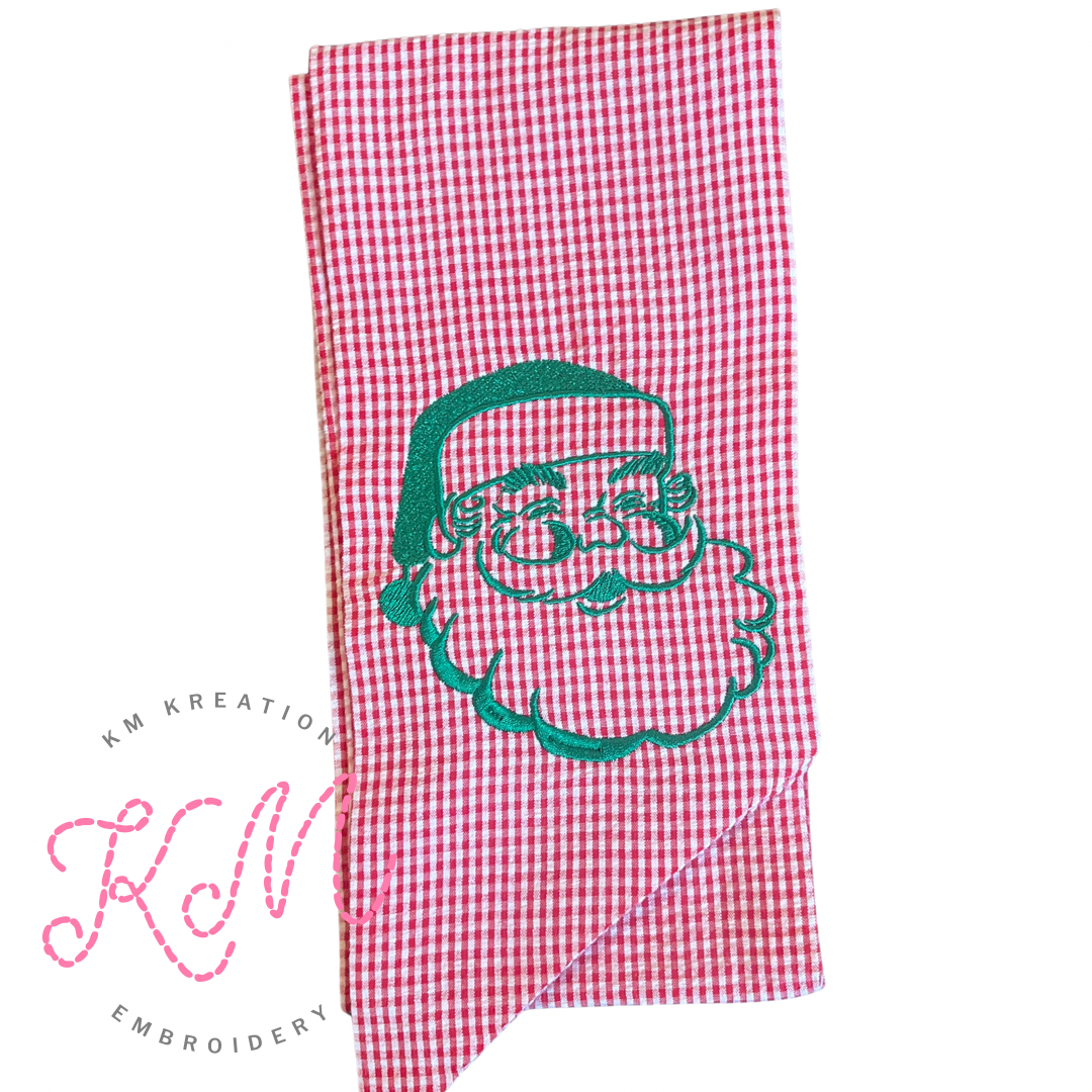 Vintage Santa Gingham Wreath Sash