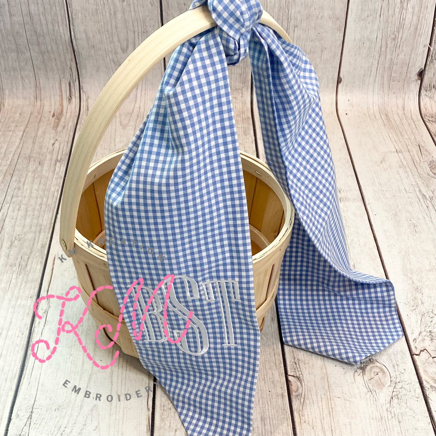 Seersucker and Gingham Wreath Sash or Easter Basket Bow