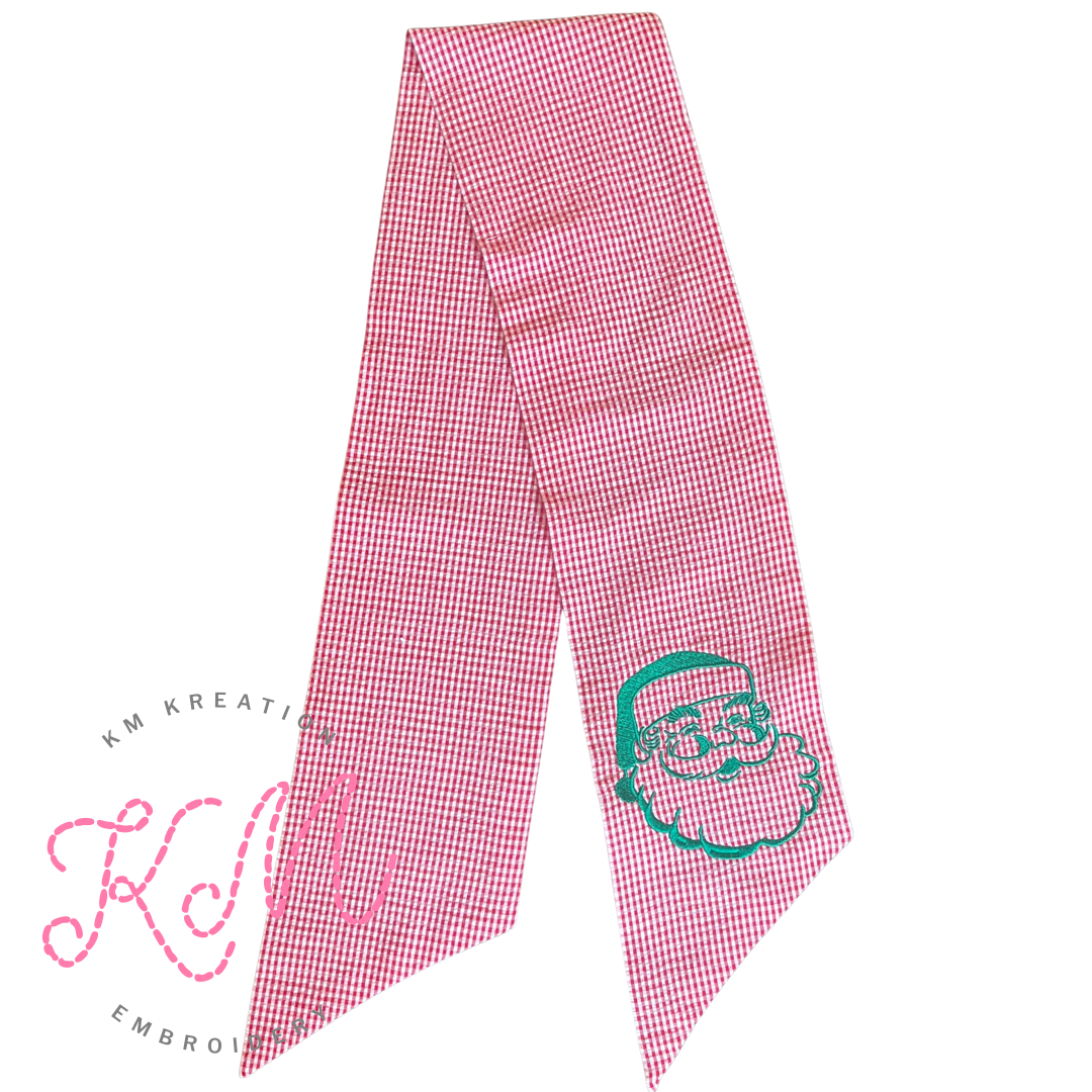 Vintage Santa Gingham Wreath Sash