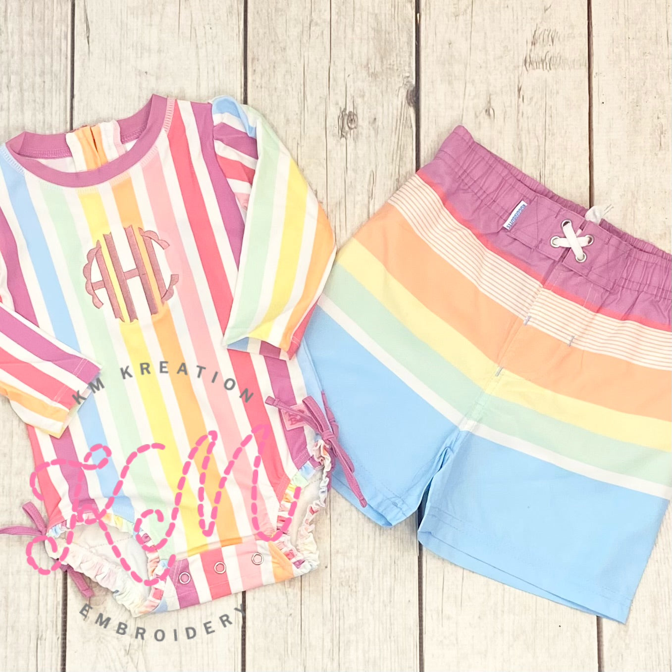 0-3M Rainbow Dream Stripe One Piece Rash Guard (2022 Style)