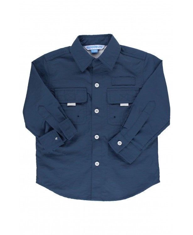 7 Navy Sun Protective Button Down Shirt