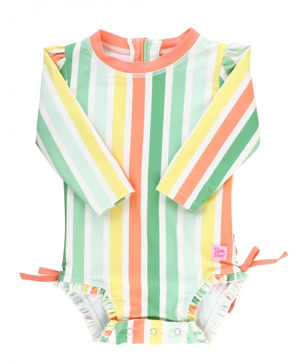 3-6M Saltwater Stripe One Piece Rash Guard Swimsuit (2022 Style)